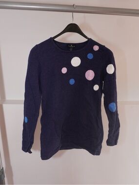 MARBLE Navy Crew Neck Sweater with Pink White and Blue Dots